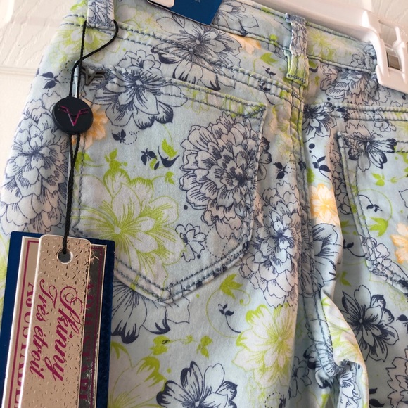 Vigoss NWT Jagger skinny blue green flower pants 4 - Picture 5 of 7